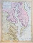 Antique Map Virginia And Maryland Herman Moll 1737 Framed Handpainted