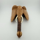 Kenyan Jacaranda Wood Elephant Wall Mask Hand Carved Faux Tusks African Art