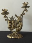 Vtg Judaica Shabbat Brass Candle Holder Ark Of The Covenant Crafted In Israel