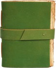 Vintage Leather Bound Journal   Green 8 x6   a5   288 Pages - Blank Cotton An   