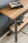 Vintage Industrial Work Bench  Accent Table W  A Heavy Duty Steel Base   Oak Top