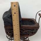 Vtg Victorian Style Doll Pram Black Doll Buggy Carriage Stroller Wood Wicker