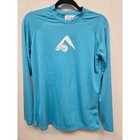Kanu Surf Rash Guard Swim Shirt Mens Large Turquoise Blue Graphic Long Sleeve