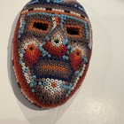 Vtg Mexican Folk Art Huichol Hand Beaded Mask Colorful Aztec 3 75   