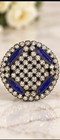 Antique Vintage Hatpin Blue Glass Rhinestone Large Jeweled Round Long Hat Pin