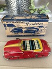 Vintage 1950s Marx Mechanical Tin Red Roadster Convertible W  Box