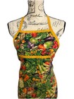 Cotton Apron Vegetable Print Vegan Tradwife Kitchen Cooking Gardening Veggies