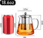 Glass Teapot Stovetop 18 6 Oz  Borosilicate Clear Tea Kettle With Removable 18 8