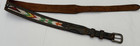 Vintage Fd Gray Beaded Native American Western Style Leather Belt Size 28