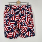 Loudmouth Golf Shorts Mens 38 American Flag Stars Stripes Red White Blue Usa