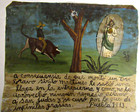 Vtg Hp Mexican Tin Retablo San Judas Cures Charro s Lower Back In 1913