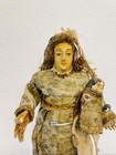 Antique 19thc  Carved Wood Santo Madonna And Child W  Original Vestment