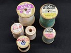 Vintage Lily Talon Wooden Thread Spools Lot Of 6 Sewing Craft Display
