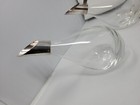 Pair Glass Wine Decanters Carafe Tilted Silver Plated Handle Mid Century Modern 