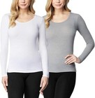 32 Degrees Women 2 Pack Ultra Light Thermal Baselayer Scoop Top Gray white Small