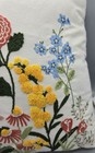 Wildflower Floral Square Throw Pillow White Embroidered 16x16 Cottagecore