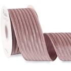 Glossy Velvet Wired Ribbon 2 5 Inch Striped Velvet 2-1 2 Inch Dusty Pink