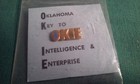  oklahoma Key To Intelligence   Enterprise Okie    Brooch Lapel hat Pin Gold-tone
