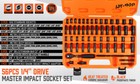 56pcs 1 4  Drive Impact Deep Socket Set Extension Bar Universal Joint Sae Metric