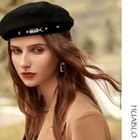 French Beret Hats For Women Premium Cotton Beanie Black