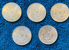 Morgan Dollars 1878-1902   cc       o   - Lot Of 5 Uncirculated Mixed Dates Au bu Coins