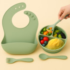 Silicone Baby Feeding Set- Green   Bpa-free   Utensils Baby Supplies