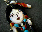 Southwestern Style Native Maiden Multi-stone Inlay Sterling Silver Pendant 3 
