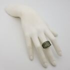 New Signed  y  925 Sterling Silver 15 mm Light Green Gemstone Band Ring Size 6