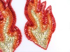 Flames Of Fire Appliques Sequin Beaded Mirror Pair Holographic 6  Jb117x