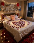 2000 Pieces Artificial Rose Petals With 24 Heart Led Tea Lights Candles Kit     