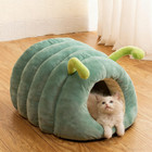 Warm Soft Plush Caterpillar Cat Bed - Foldable Washable Pet House For Cat   Dog