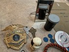 Vintage Junk Drawer Lot Mens Items Military Knives Bottle Openers Tokens Pinback