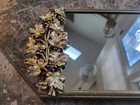 Vtg Hollywood Regency Gold Rectangular  Mirror Vanity Tray Ornate Handles 20x6 