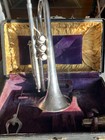 Antique C g  Conn Queror Silver Cornet C 1903 Serial 79050 Engraved Bell W  Case