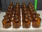 24 - Amber Small Glass Vase Bottle For Flowers Gyro Design 5  Tall Home Decor