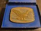 1982   the American Eagle   Belt Buckle Silver Plate With 24k Gold Imm New