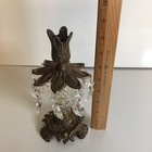 L And L Wmc Bronze Crystal Table Candlestick Holder Decorative Floral Design Vtg
