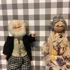 Two Htf Vintage Grecon England Dollhouse Dolls Adorable Grandpa Grandma Minis Ex