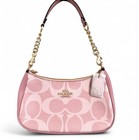 Coach Teri Shoulder Bag In Signature Canvas Pink - New