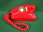 Vintage Itt Red Slim Line Rotary Telephone phone 1978 Mcm Retro