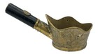 Antique Chinese Silk Iron Brass With Wood Handle Holds Coal Ornate Asian Design