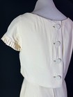 Vintage 1960s Cream Short Sleeve Dress Pleated Trim 24  Waist
