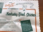 Rare Vintage Colonel Sanders Kentucky Fried Chicken Placemat