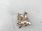 Vintage Sterling Silver Cat Kitten Cute Funny Retro Feline Brooch Pin Artisan