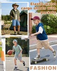 4 Pack Boy s Cargo Shorts Kids Athletic Basketball Bermuda Elastic Waist Sweat S