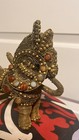 Antique Persian Brass Ornate Twisted Wire Semiprecious Gems Jewel Horse Figurine