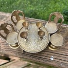 Vintage Dollhouse Miniature Furniture Antique Brass Table  4 Chairs Goblets Set