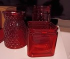 Set Of Three Vintage Red Glass Vases