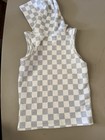 Millie   Roo Hooded Sleeveless Pullover Sweater  Grey white Checkered 12-18m