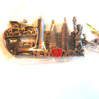 New York Souvenir Key Chain Big Apple Skyline Taxi Metal 2 1 2  Wide